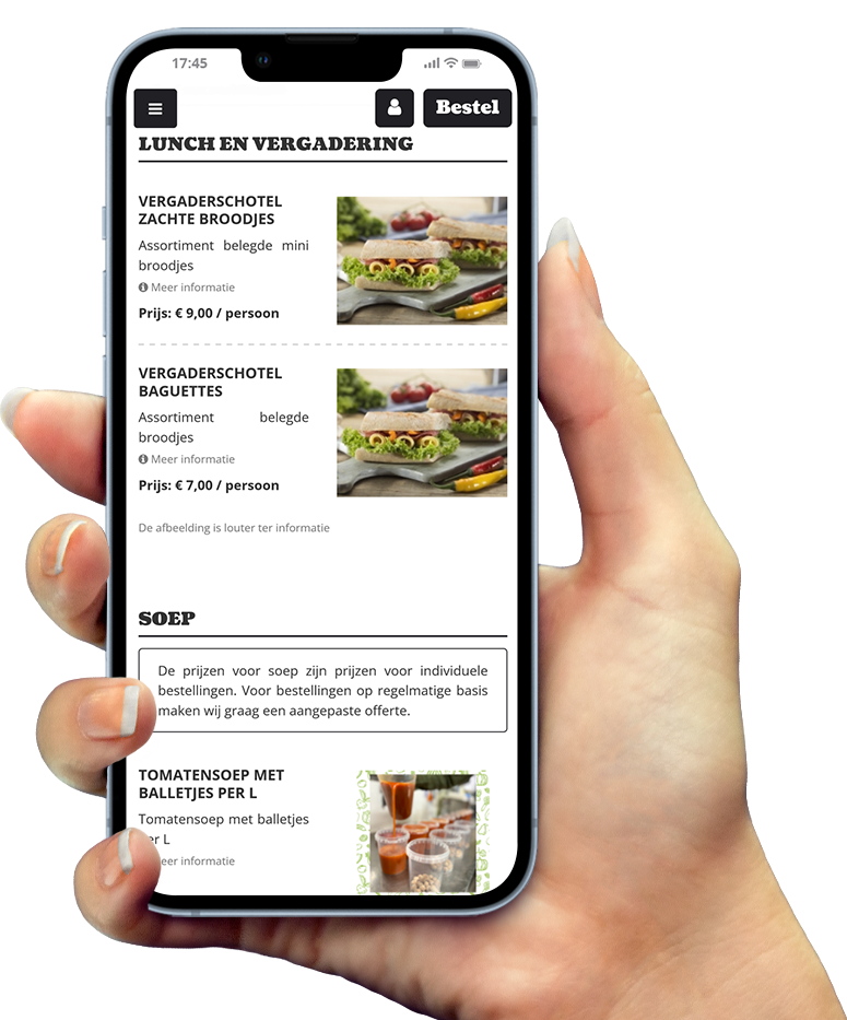 Voorbeeld van onze app op smartphone